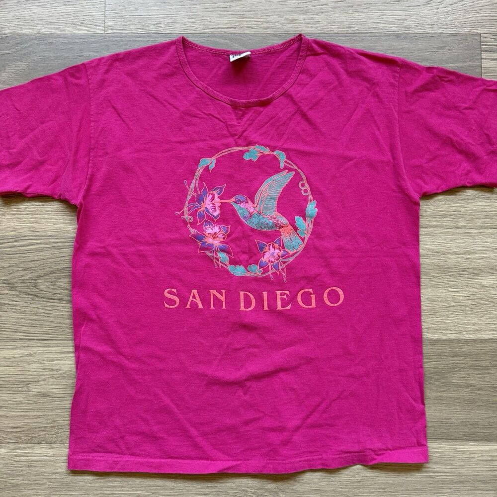 Vintage San Diego Shirt Women Large Single Stitch Crew Tee Printed Sportswear